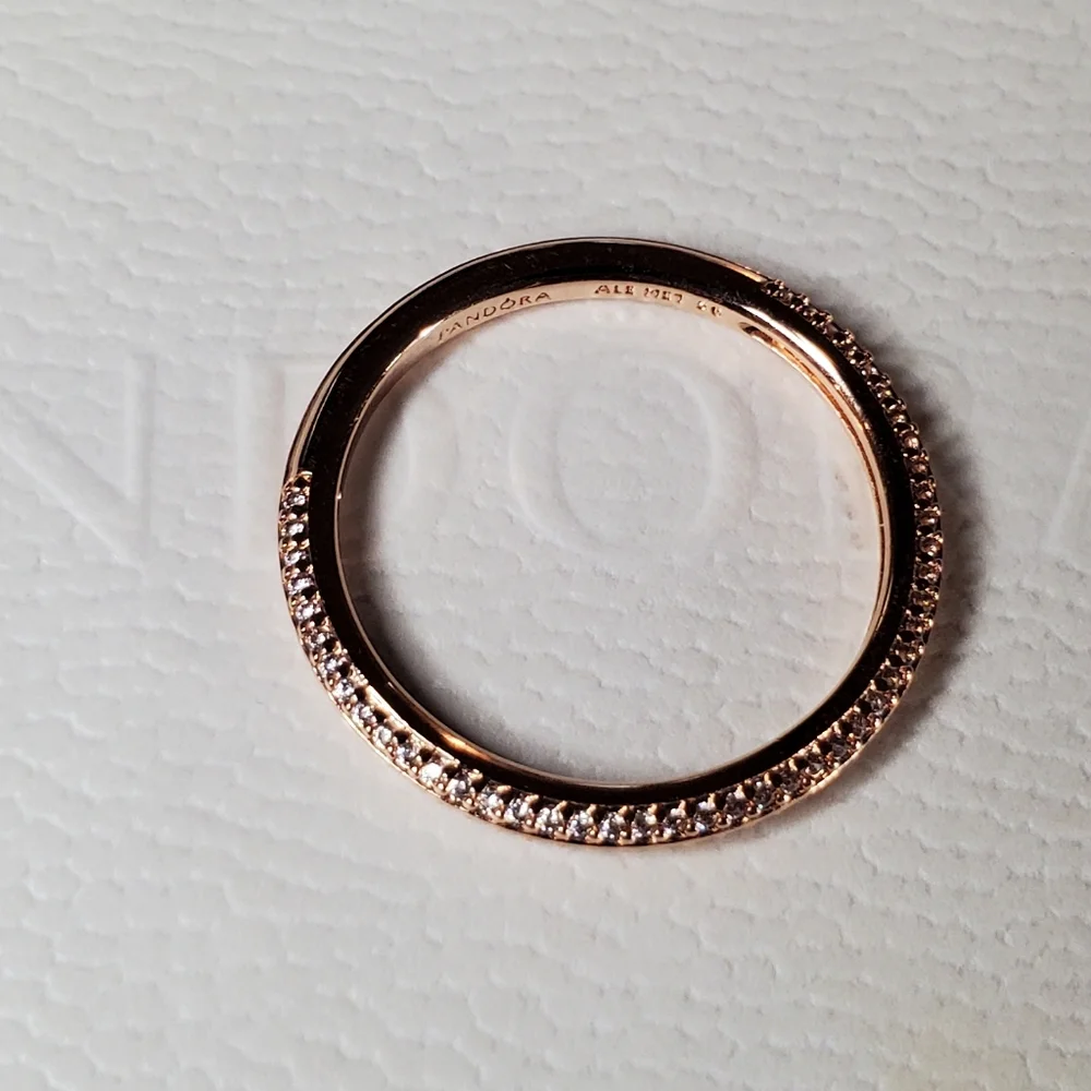 Pandora Rose Gold Pavé Stackable Ring with Clear Stones